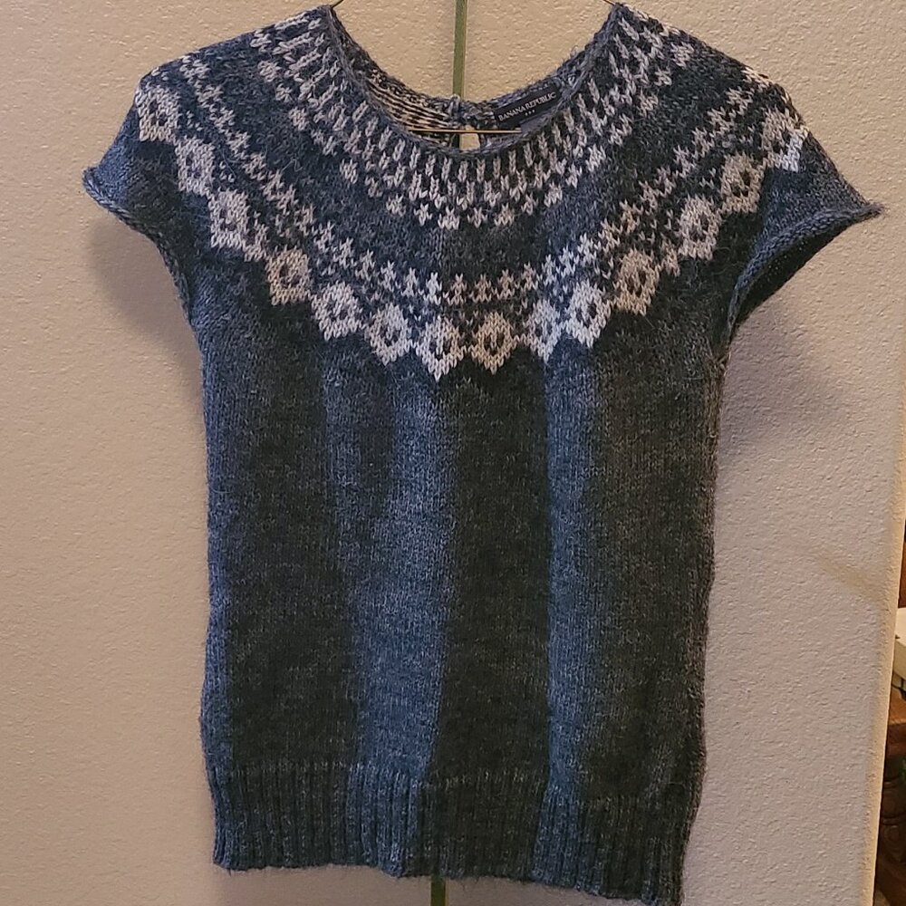 Banana Republic Faire Isle Alpaca Knit Cap Sleeve Sweater